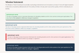Web page with panels